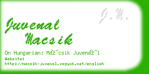 juvenal macsik business card